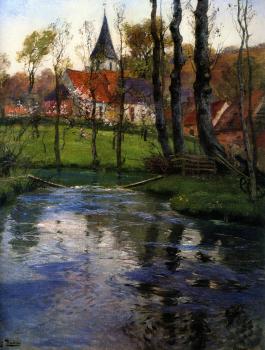 Frits Thaulow : The Old Church by the River